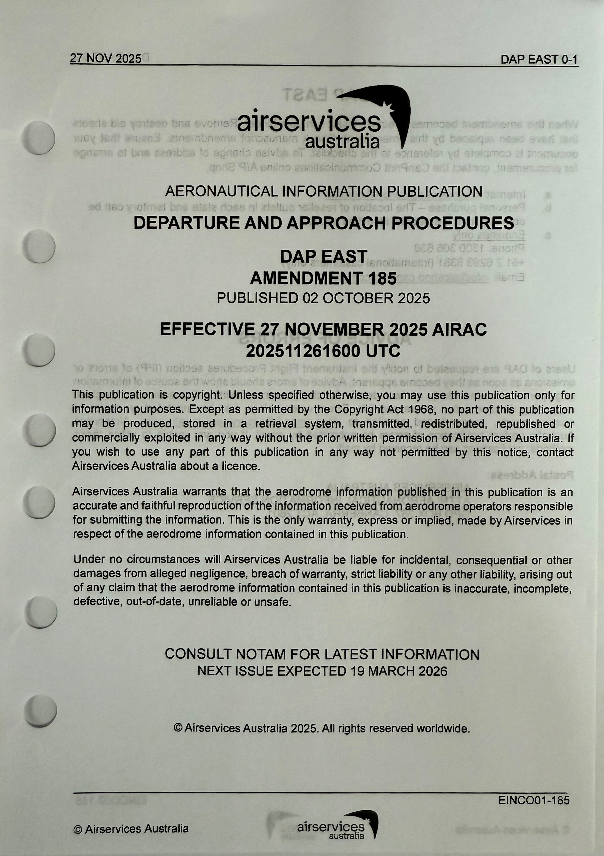 Departure and Approach Procedures DAP EAST