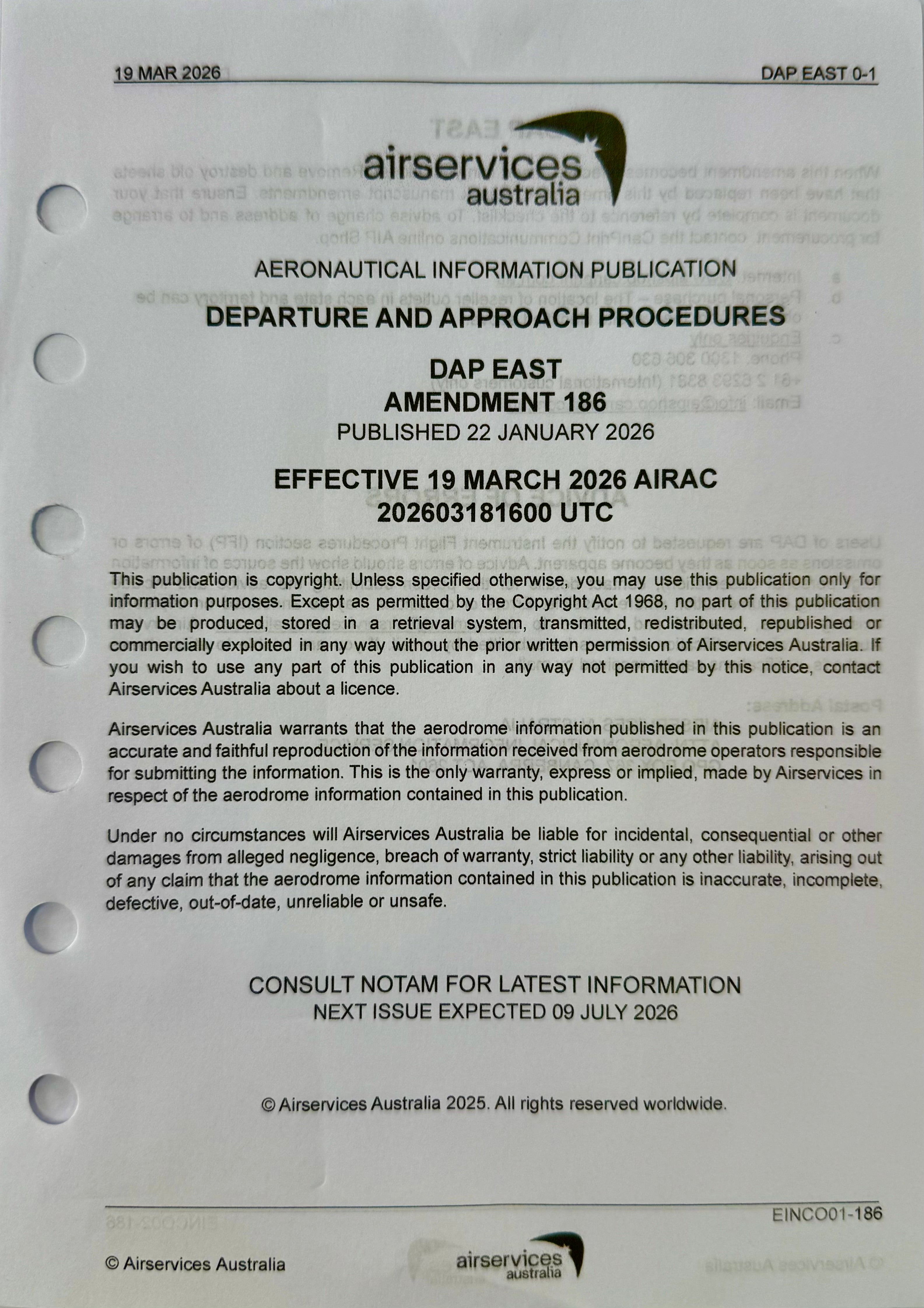 Departure and Approach Procedures DAP EAST