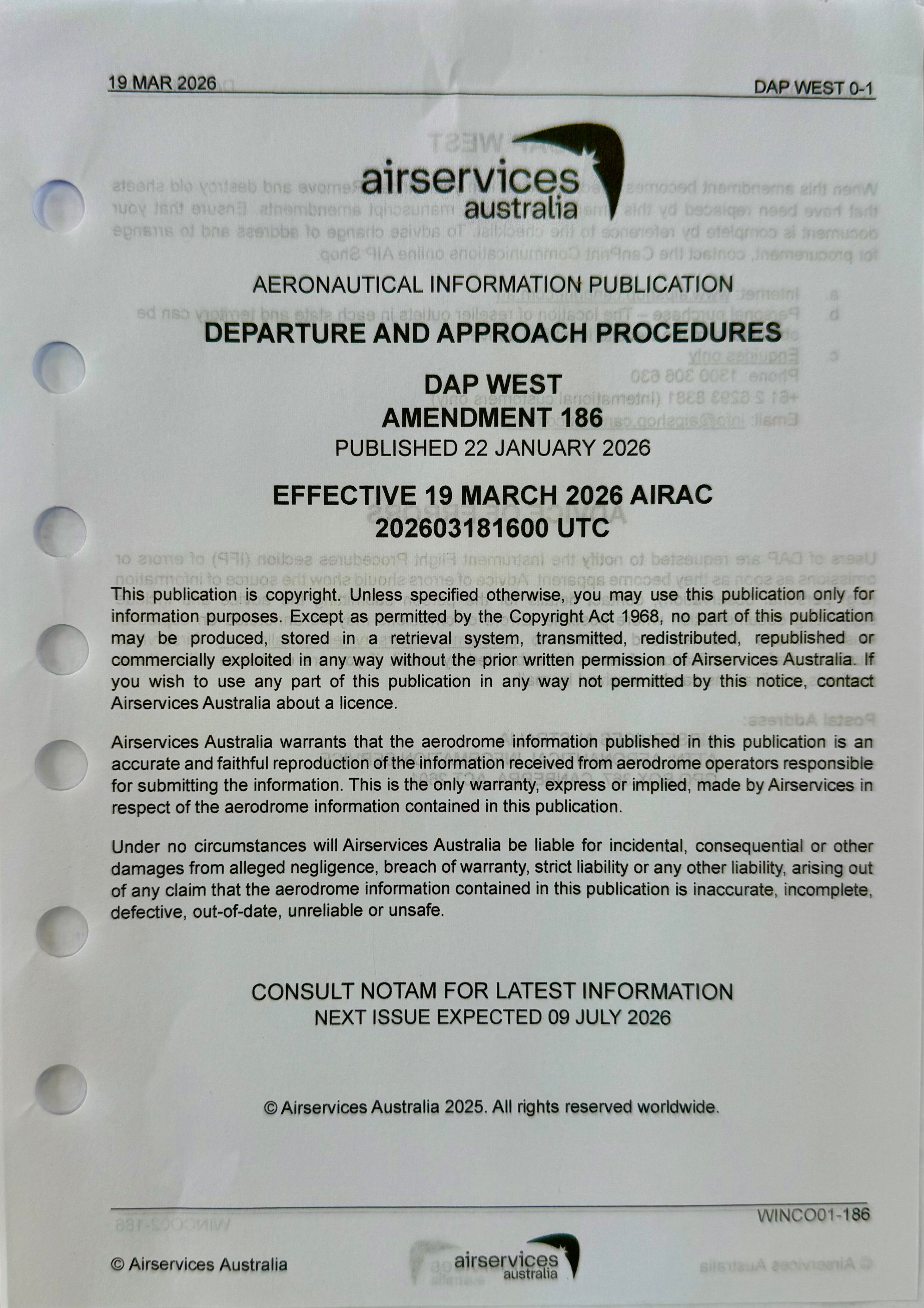 Departure and Approach Procedures DAP WEST