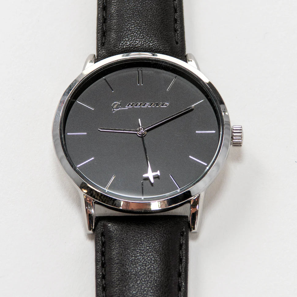 Men's Silver Boeing Rotating Airplane Watch