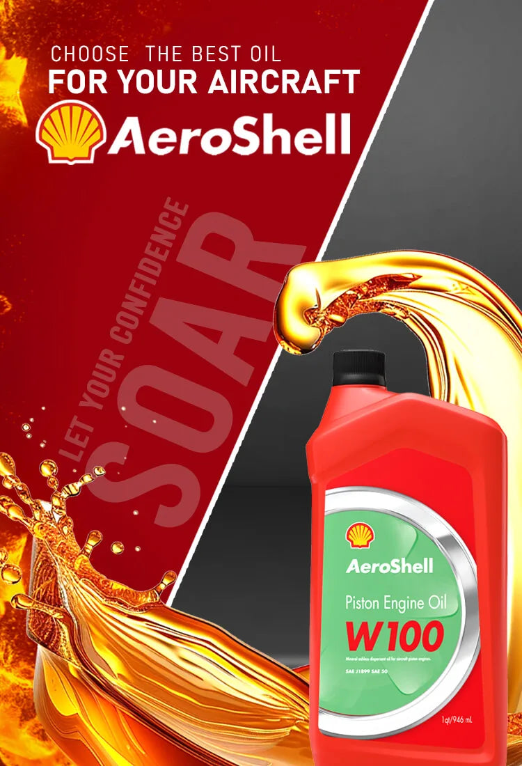 AeroShell W100 aviation oil splash image for aircraft performance