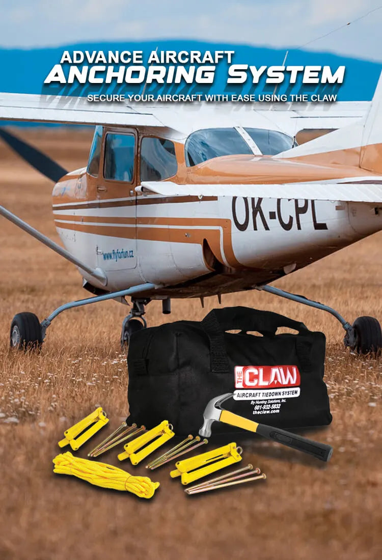 Aircraft anchoring system kit for securing planes on grass or dirt runways in Australia
