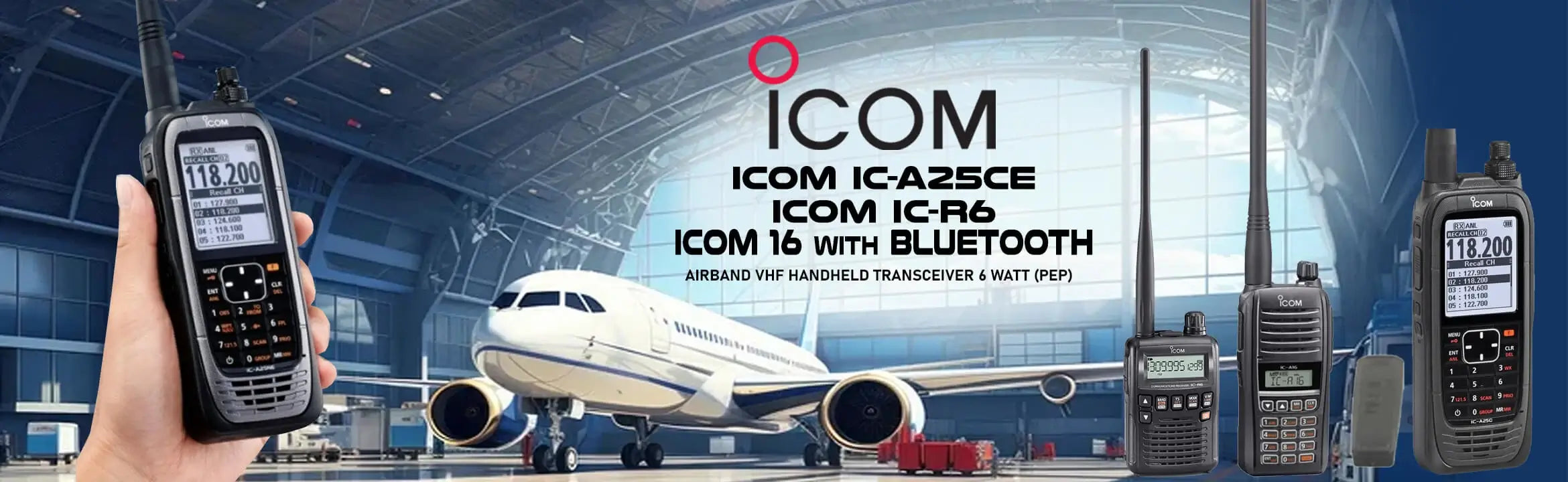 ICOM IC-A25CE aviation handheld VHF transceiver with display