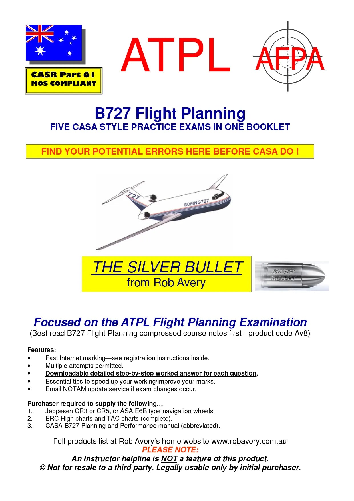 ATPL Flight Planning Book of 5 X Exams B727