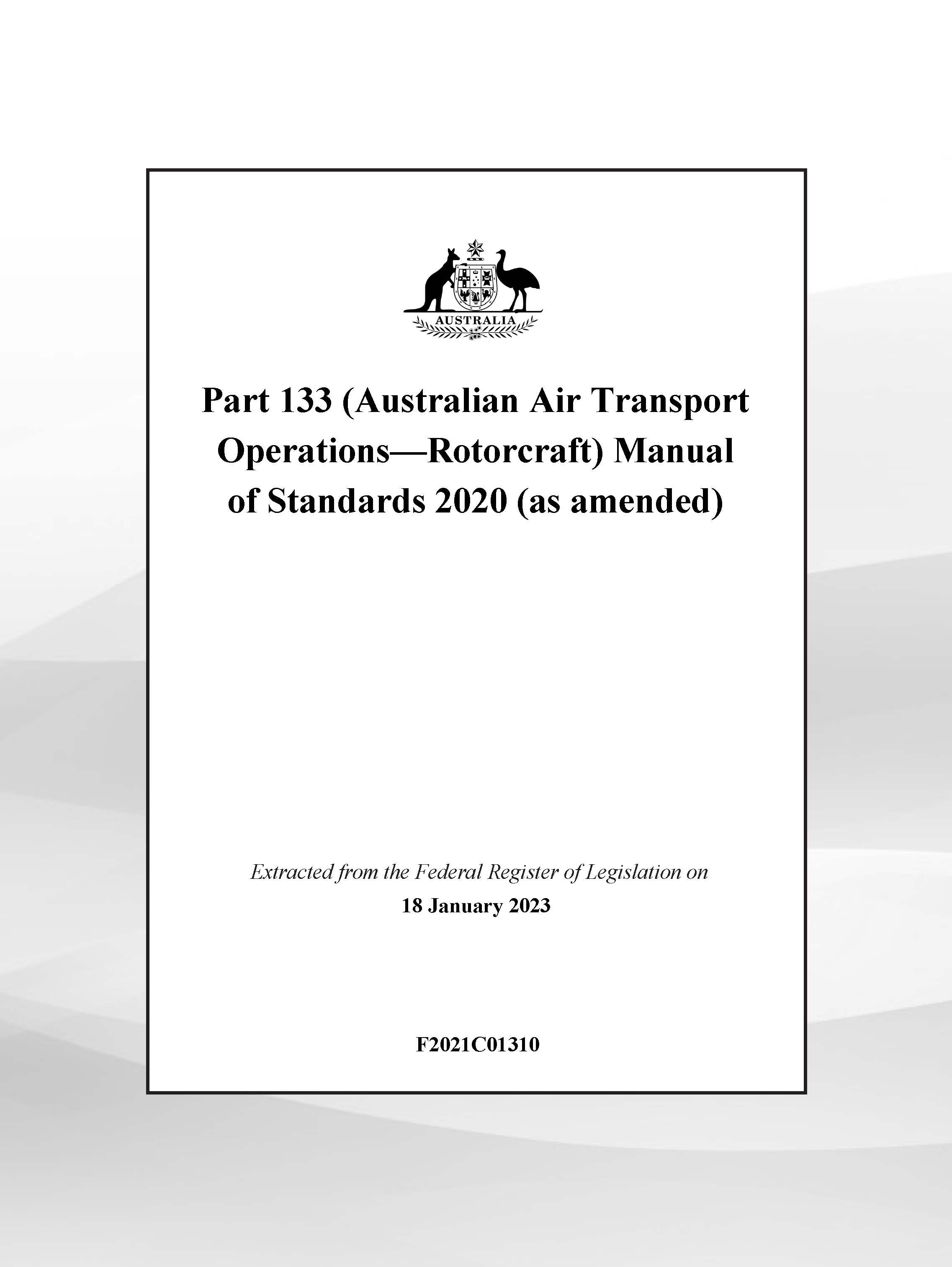CASA Part 133 MOS Australian Air Transport Operations - Rotorcraft