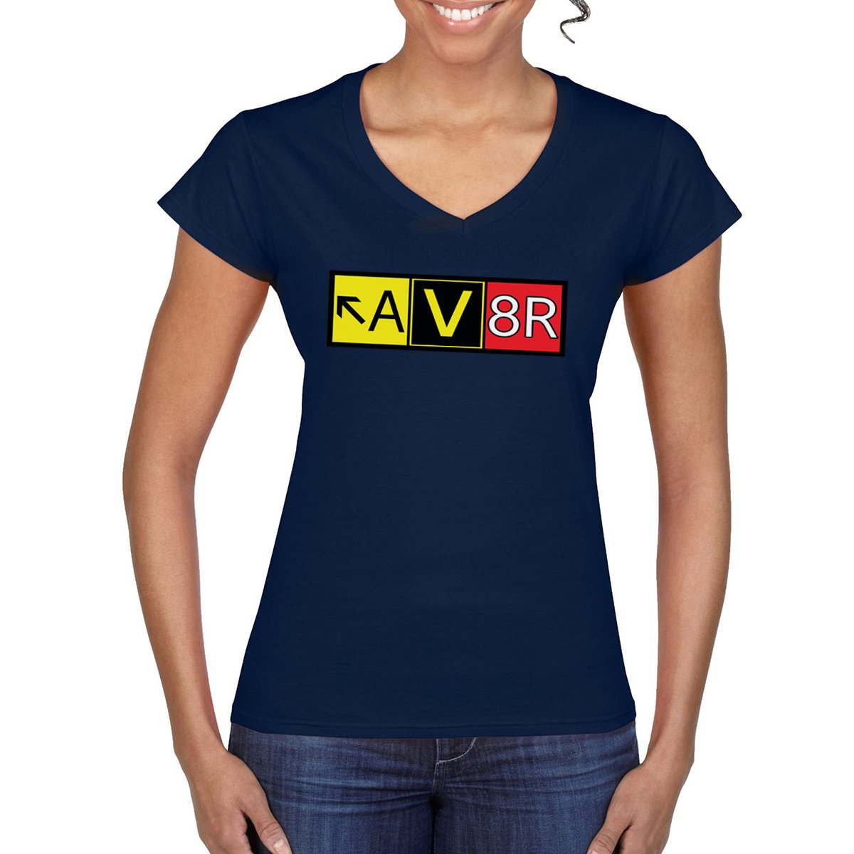 AV8R Women's V Neck Semi-Fitted T-Shirt