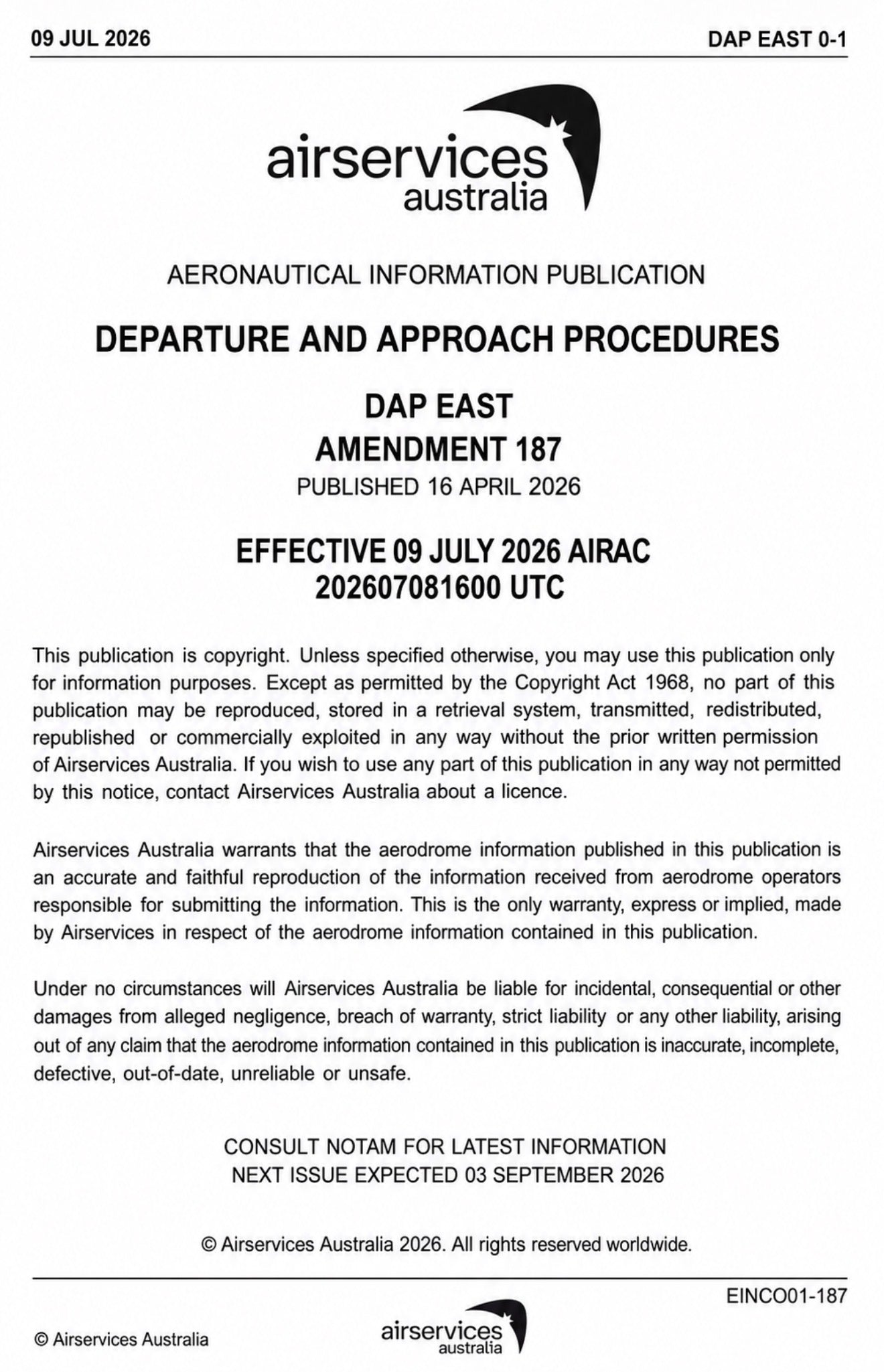 Departure and Approach Procedures DAP EAST
