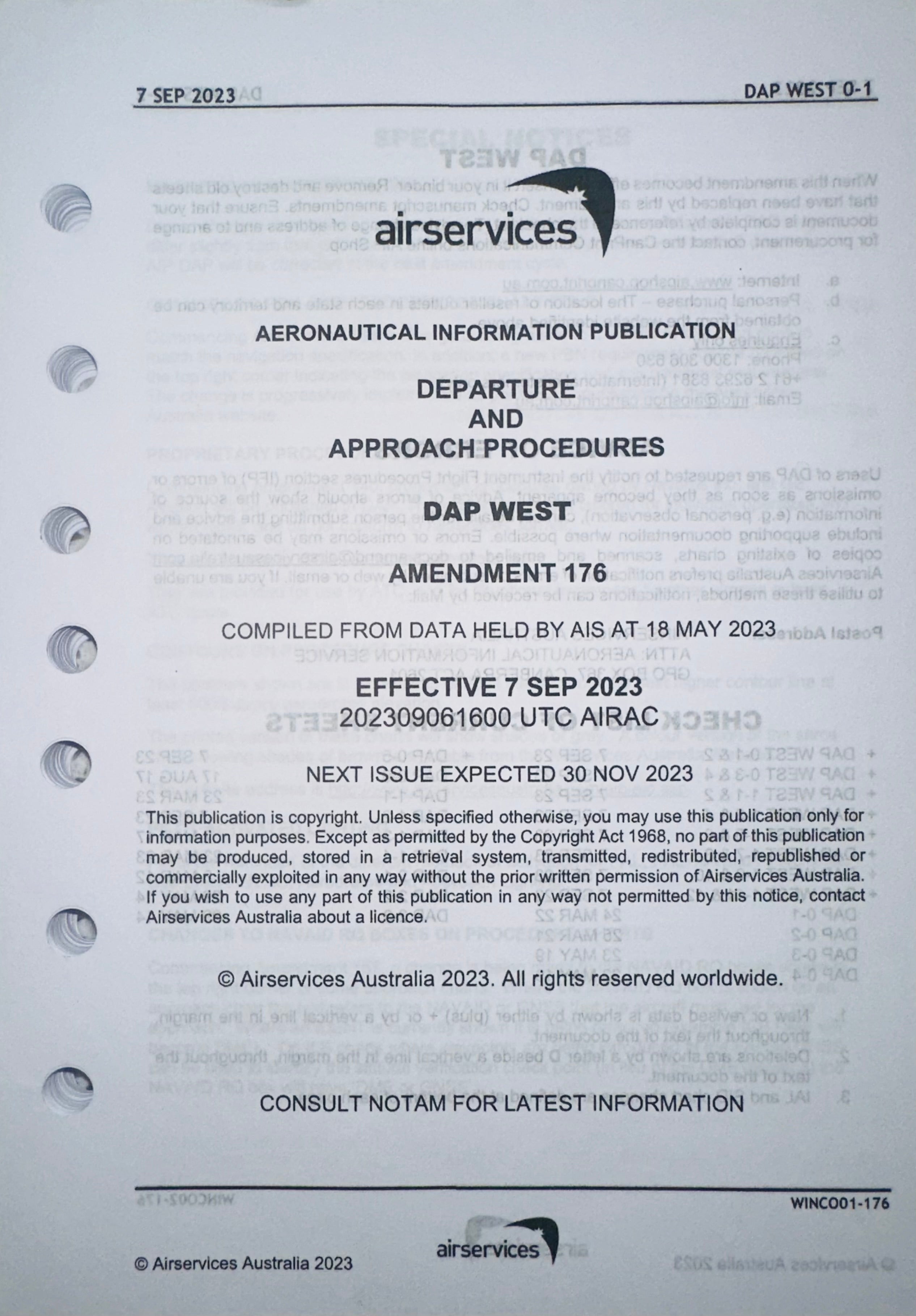 Departure and Approach Procedures DAP WEST