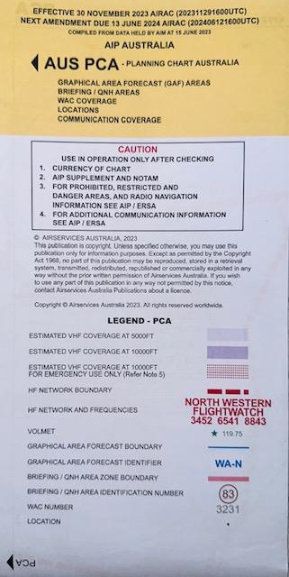 PCA Planning Chart Australia Effective 30th November 2023