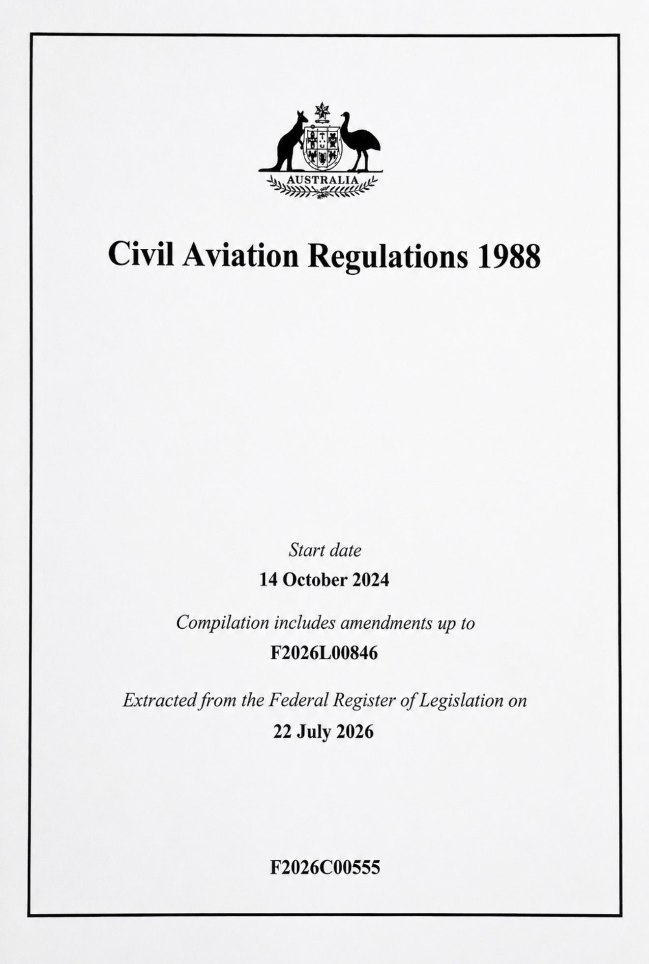 CASA CAR 1988 Civil Aviation Regulations 1988 (Volume 1 and 2) Federal Register of Legislation on 30 June 2026 - Compilation 95