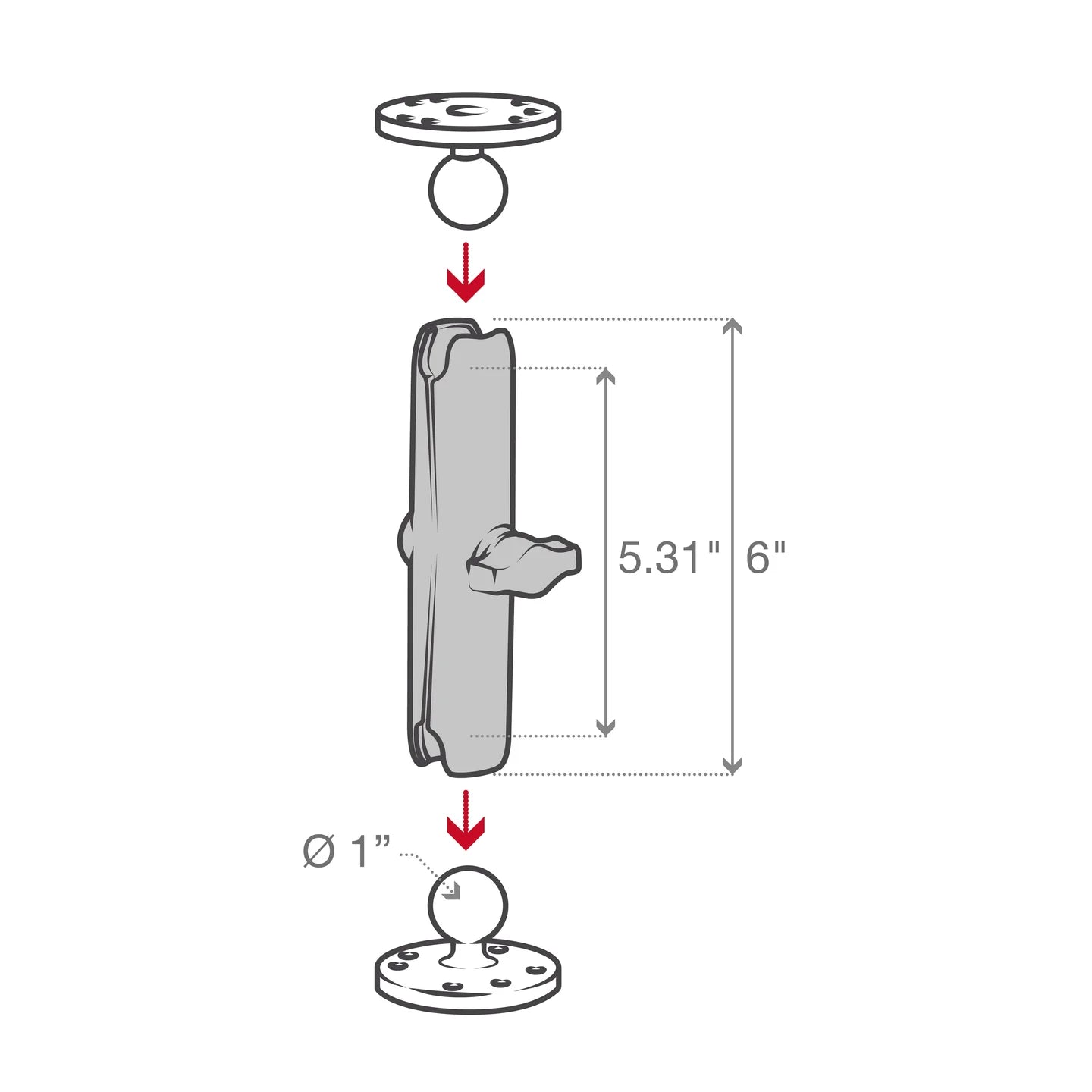 RAM® Double Socket Arm - B Size Long