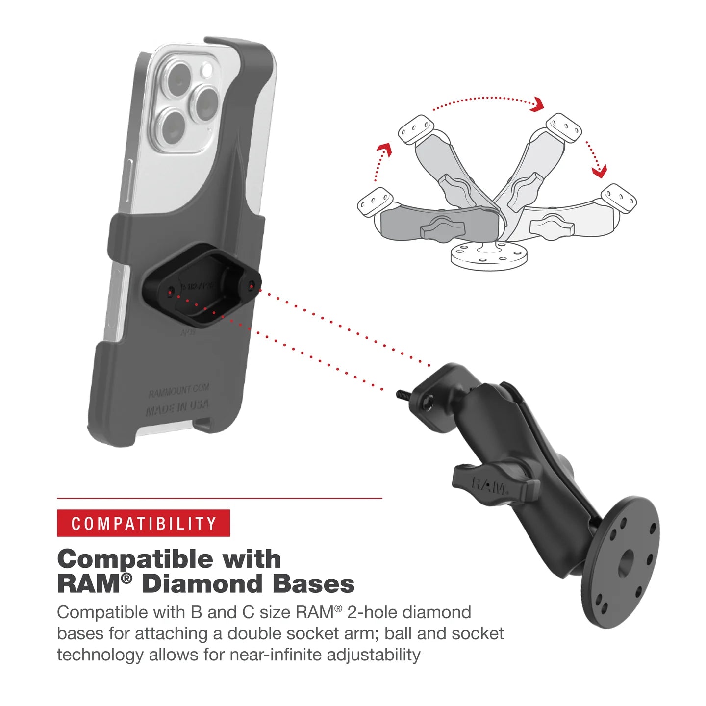 RAM® Form-Fit Holder for Apple iPhone 13, 13 Pro, 14 & 14 Pro