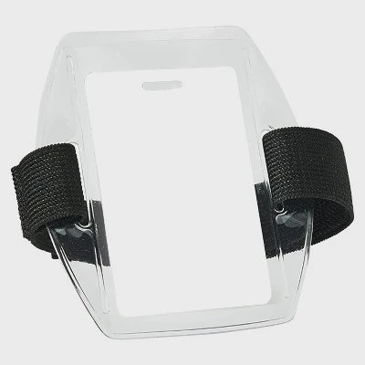 Arm Band Flexible ID Card Holder, Black Velcro , Portrait