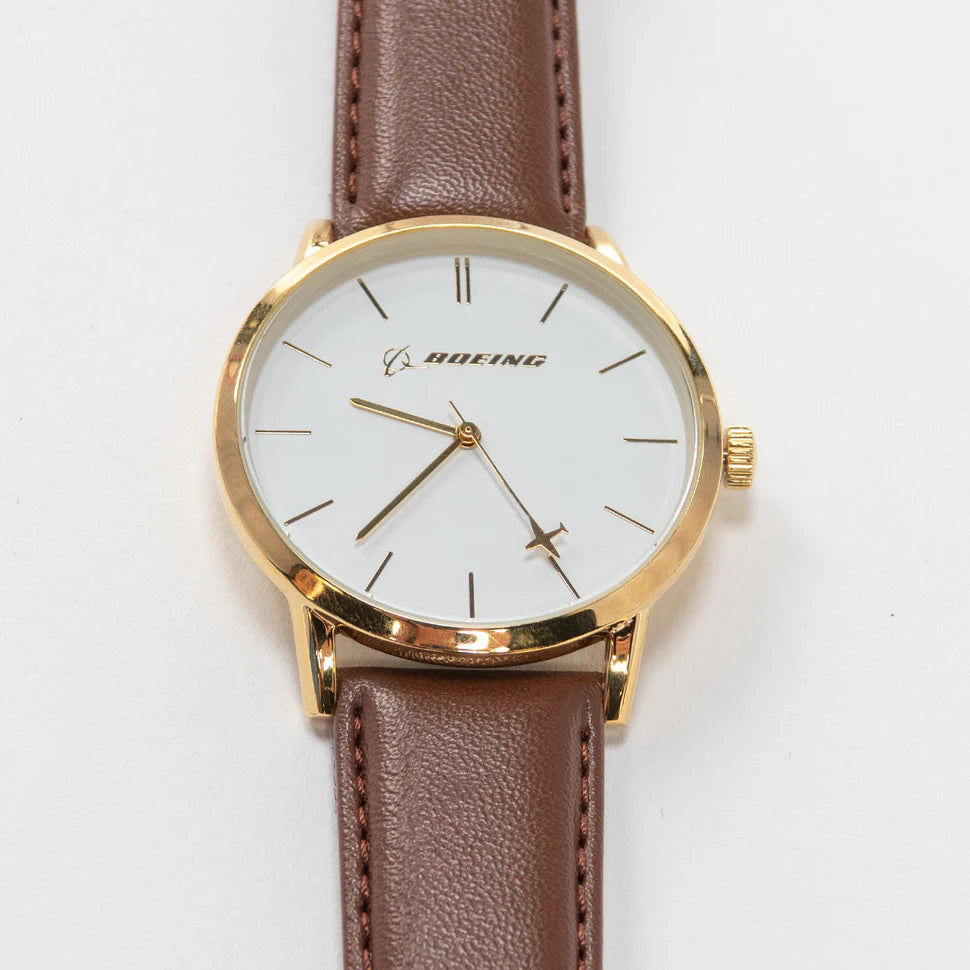 Men's Gold Boeing Rotating Airplane Watch