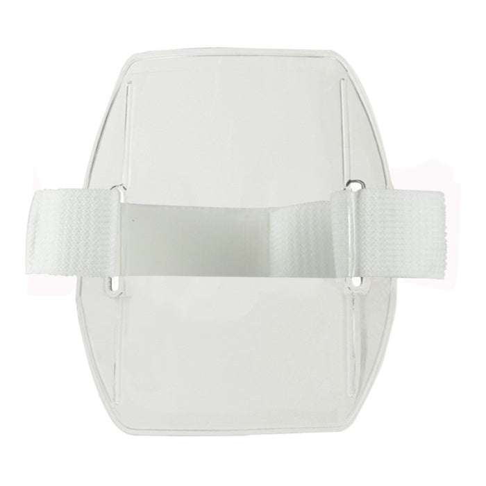 Arm Band Flexible ID Card Holder, White Velcro , Portrait