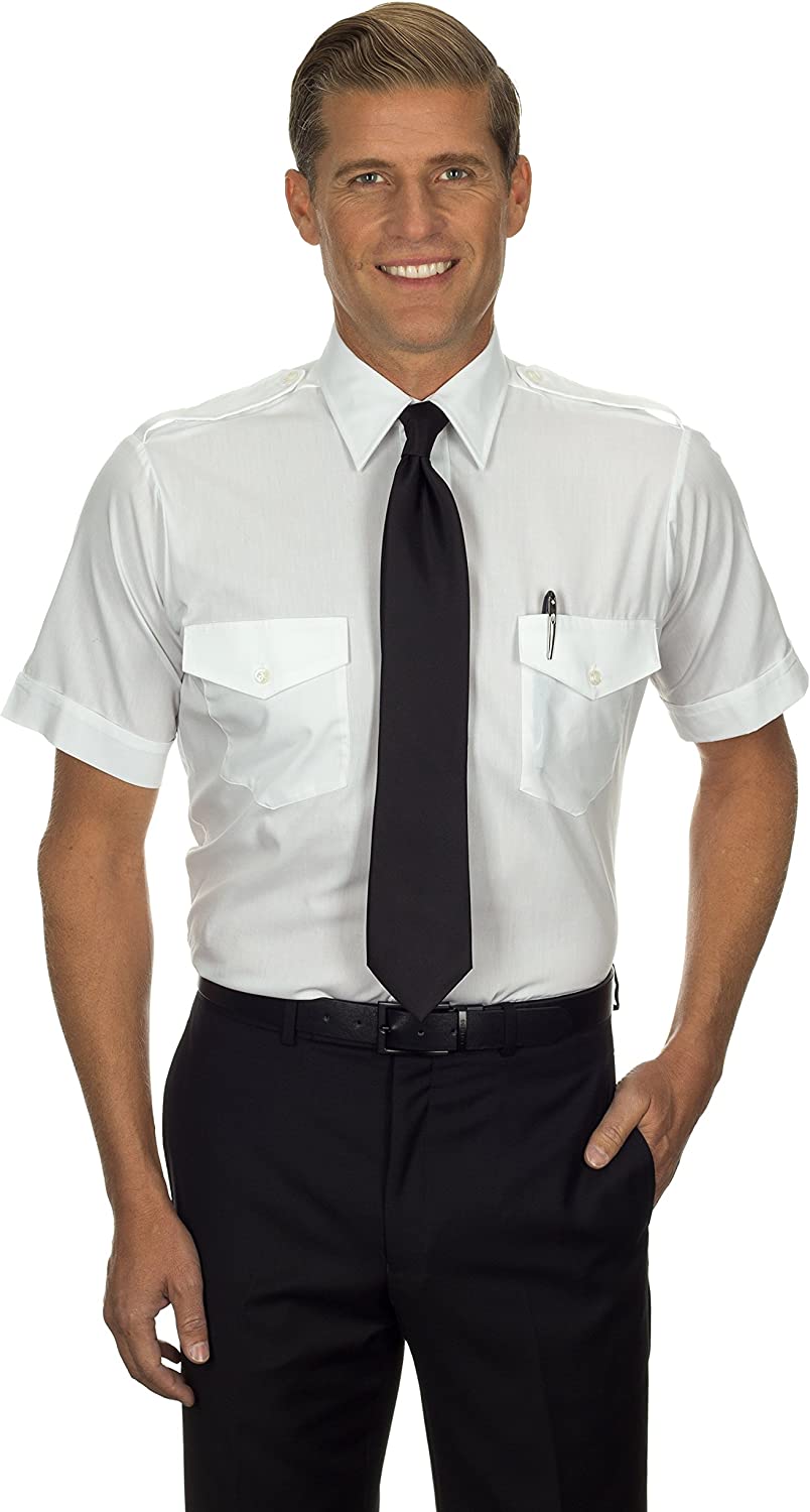Men's Pilot Shirt - Short Sleeve - Size 14 up to 19 - Van Huesen