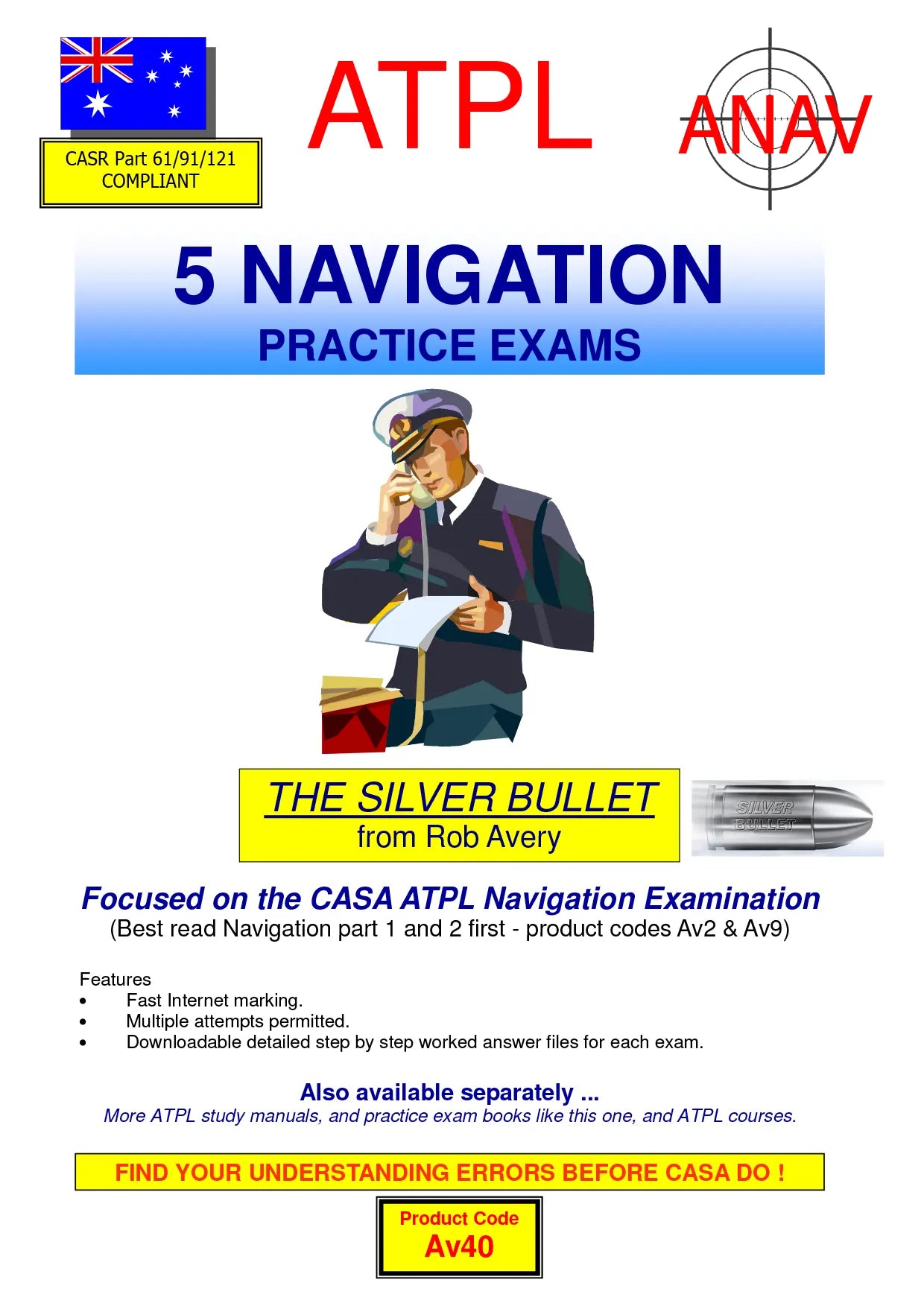 Set of 5 ATPL Navigation practice exams in one book for CASA (ANAV)