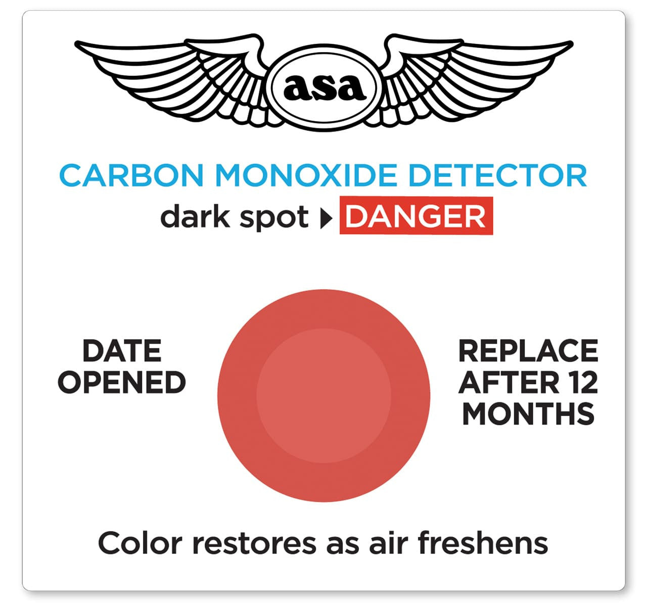 ASA Aircraft Carbon Monoxide Detector (12 Months Life)