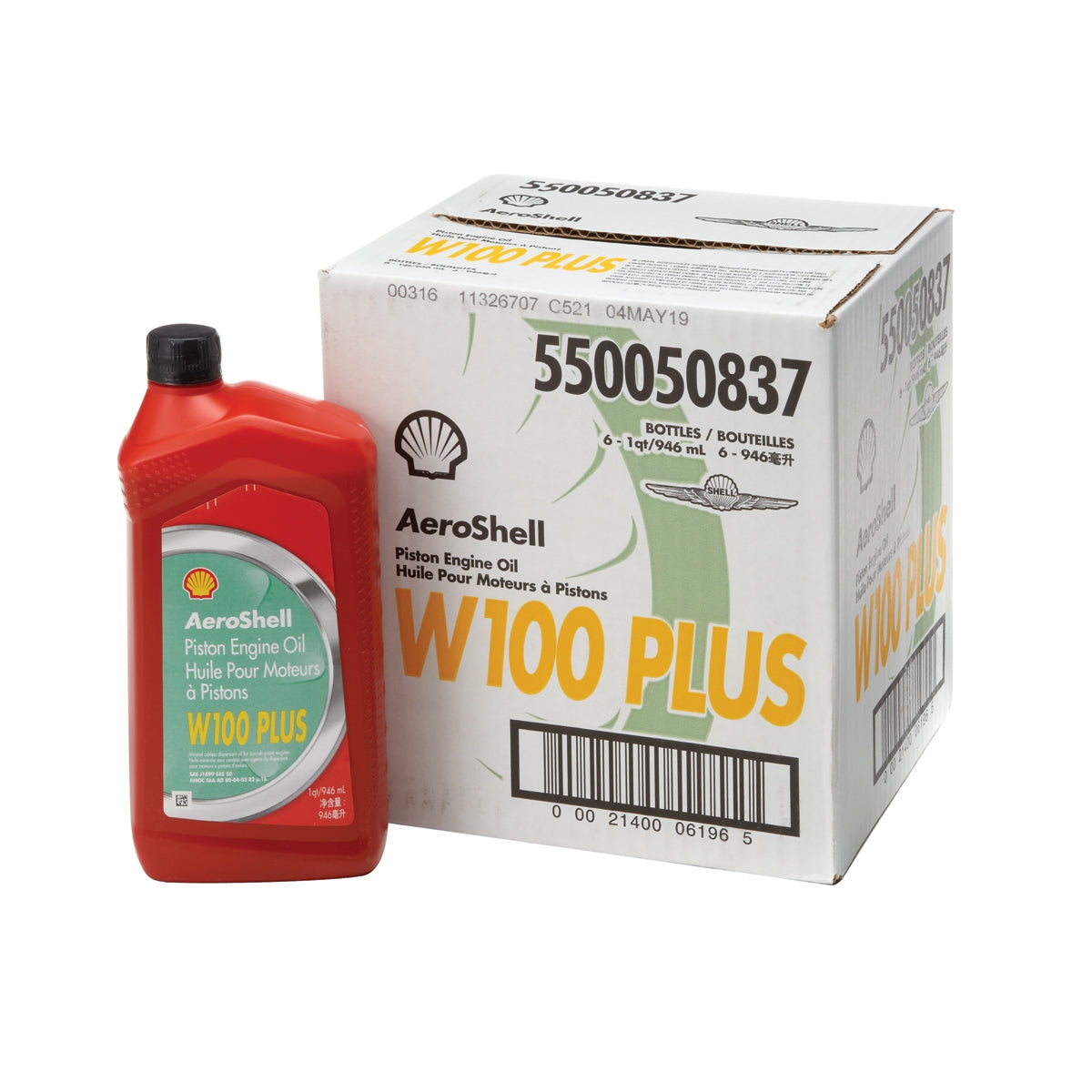 Aeroshell W100 Plus Piston Engine Oil - 6 Pack ( Instore Only Does Not Ship)