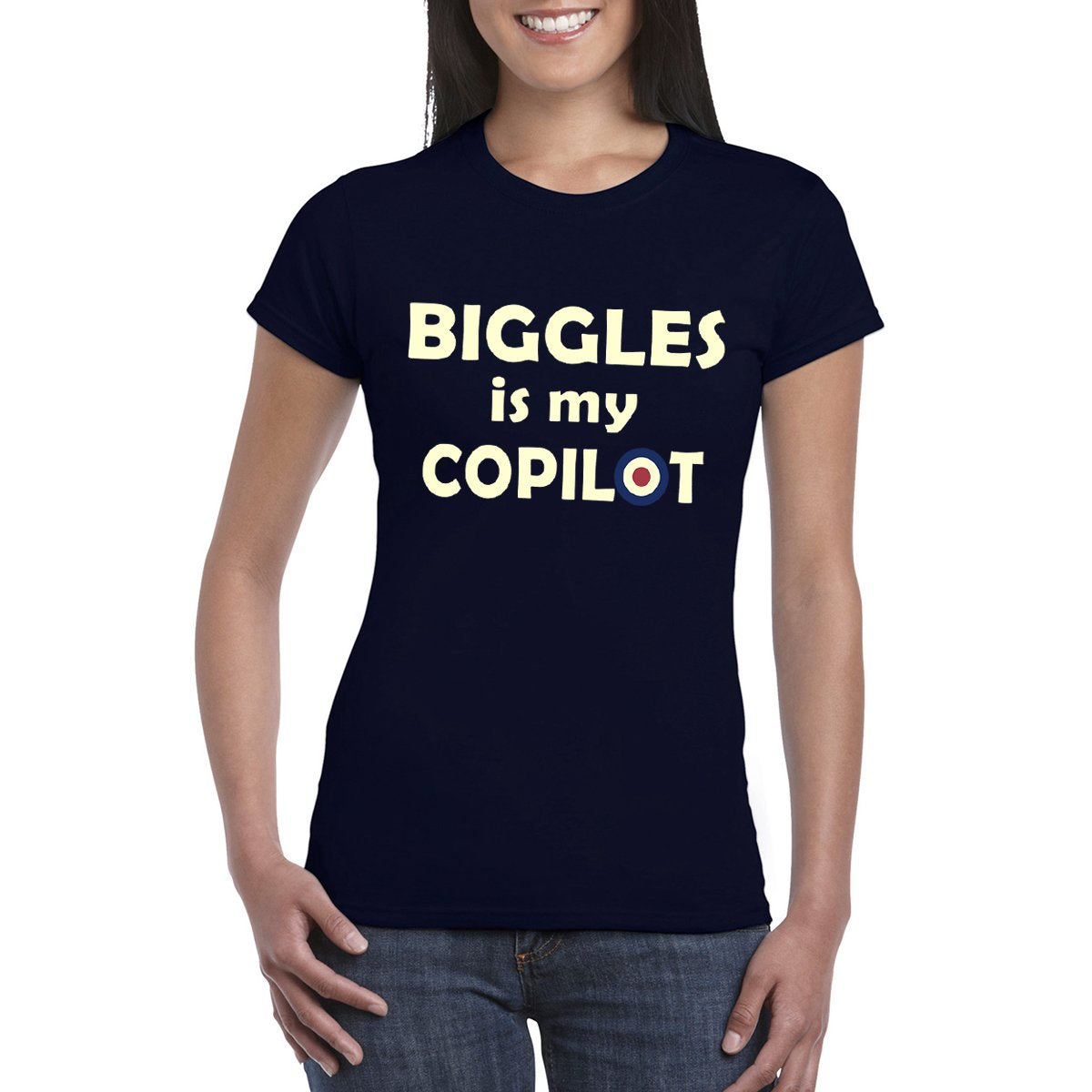 BIGGLES IS MY COPILOT Women's Crew Neck Tee