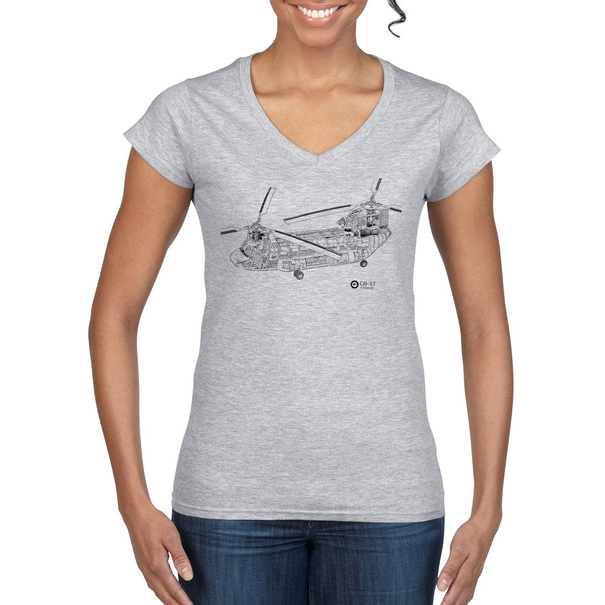 CHINOOK CUTAWAY Woman's Semi-Fitted V Neck T-Shirt