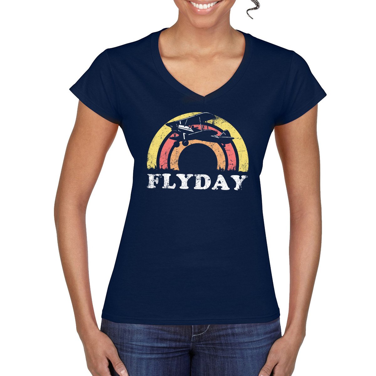 FLYDAY Semi-Fitted Women's V-Neck T-Shirt