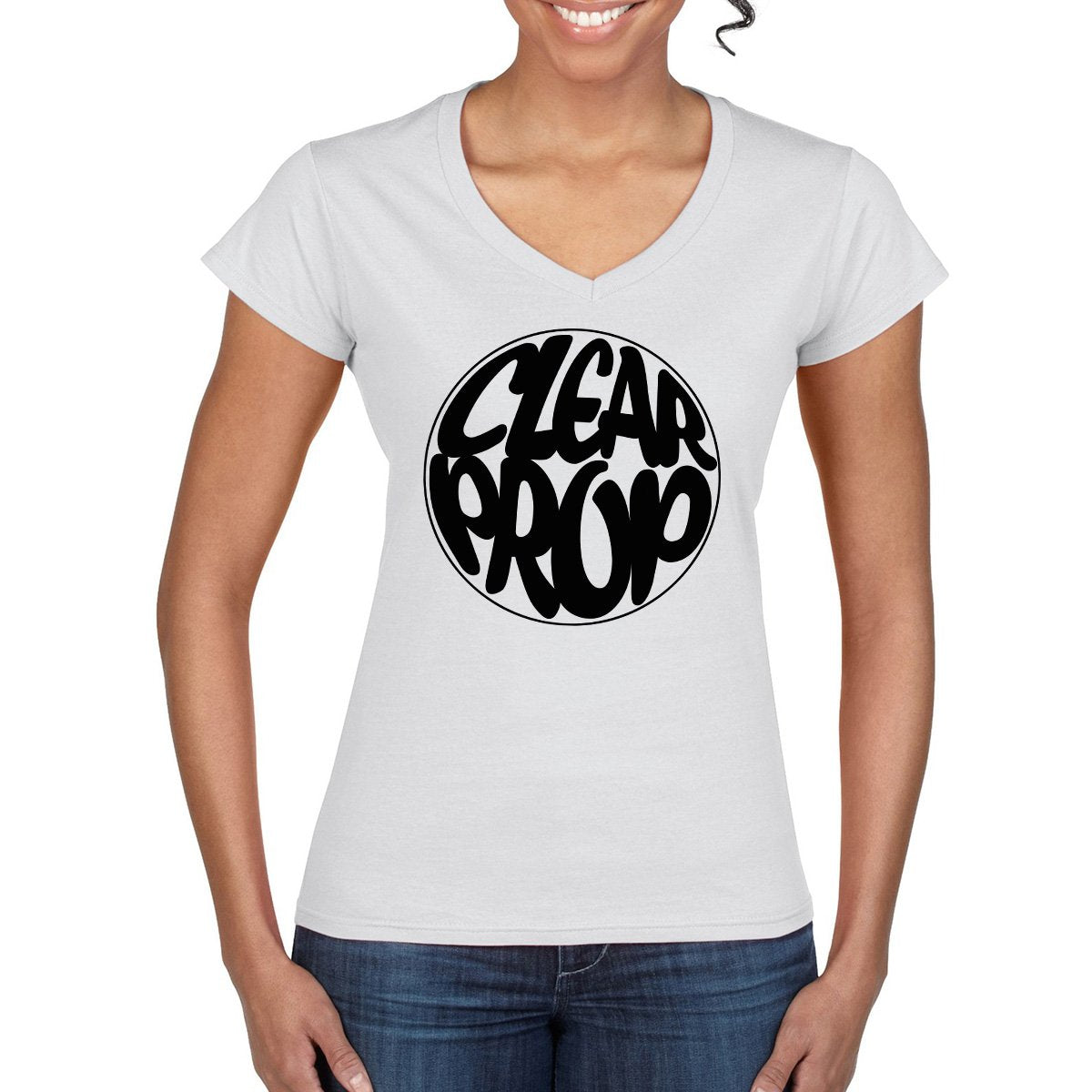 CLEAR PROP Semi-Fitted Women's V-Neck T-Shirt