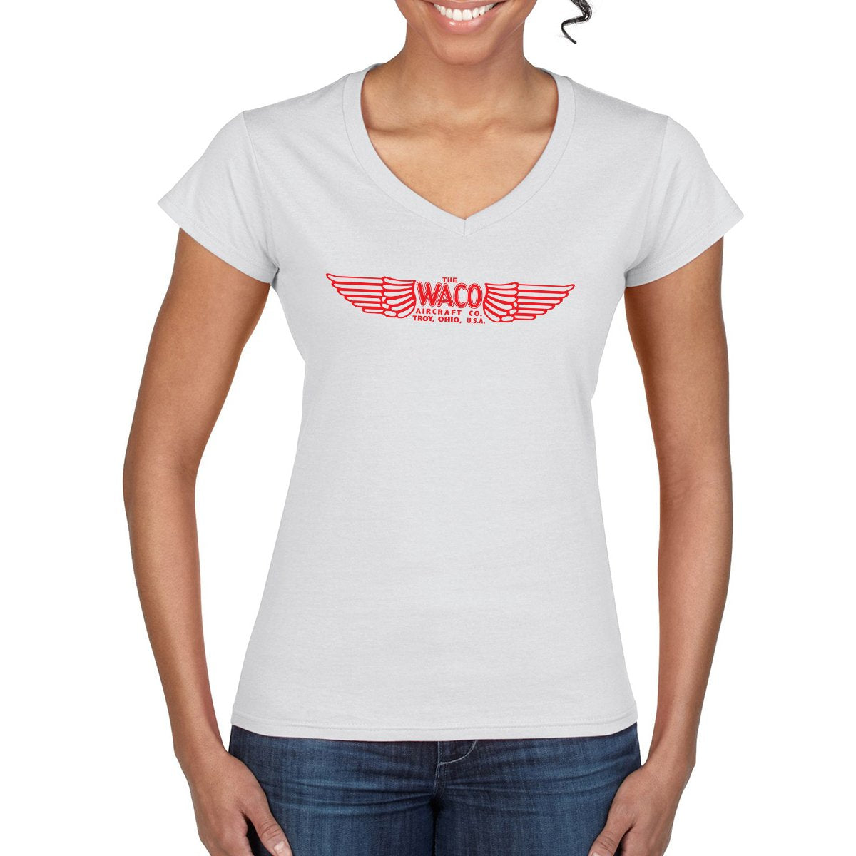 WACO AIRCRAFT CO Women's Vee Semi-Fitted T-Shirt