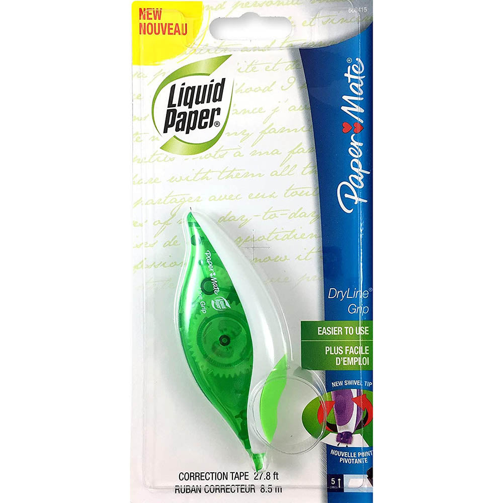 Liquid Paper Dryline Grip Correction Tape 5mm x 8.5m Green